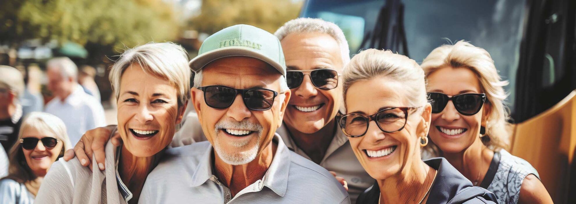 Reisegruppe vor Reisebus